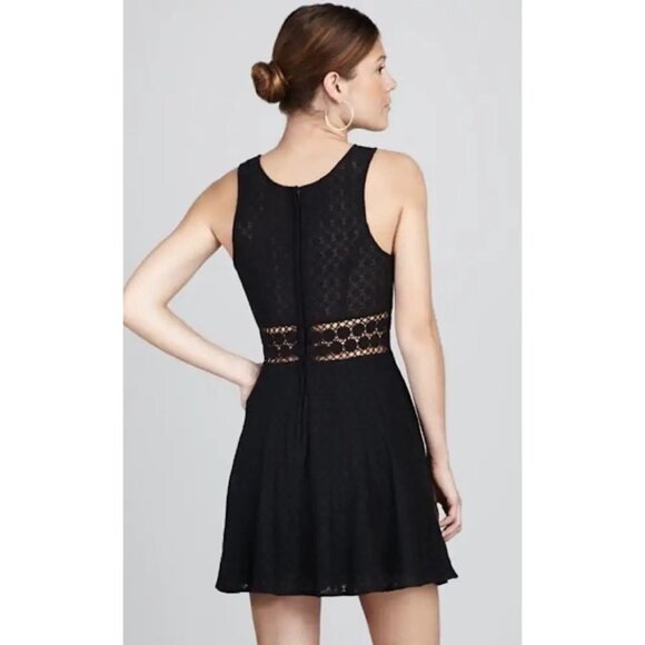 Free People Black Daisy  Mini Dress Cutout Lace Upper Bodice Size 8 - Picture 12 of 12